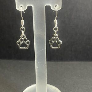 Silver Paw Print Earrings